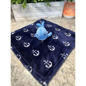 HB Hudson Baby Navy Blue Whale‎ Plush Lovey Security Blanket Anchors Nautical